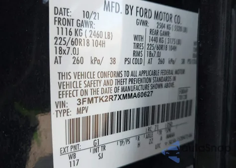 2021 Ford Mustang Mach-E California Route 1 from USA, damaged, VIN 3FMTK2R7XMMA60627